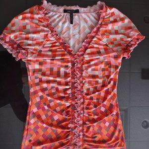 BCBGMaxAzria Size M Orange Geometric Print